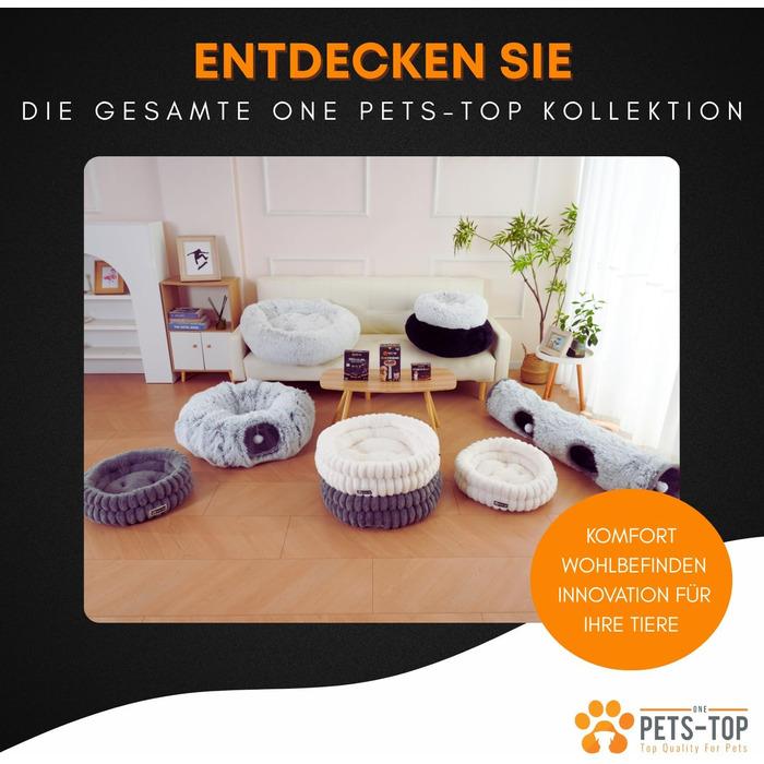 М'яке ліжко для кота з плюшу, кругле, біле, 60 см – зручний лежак для котів та маленьких собак