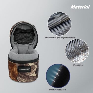 Чохол для об'єктива камери, нейлон, листяний зелений (XL 10.5x18.5 см, S 8x8 см)