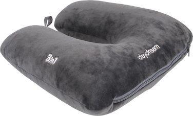 Daydream 3-in-1 Neck Pillow with Microbeads - Neck Support, Travel Pillow, and Neck Roll all in one - also for camping, Grey