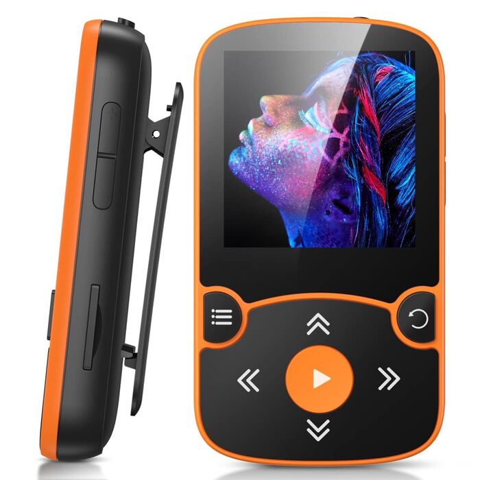 MP3 плеєр AGPTEK Bluetooth 5.0 32GB Orange. Спортивний кліпса-плеєр з TFT екраном 1.5