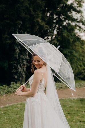 Montagsliebe Transparent Wedding Umbrella - Large 124cm Clear Parasol for Couples