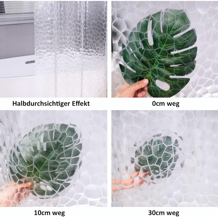 Прозорий душовий завіс AooHome 180x200 см з 5 магнітами, антигрибковий, водонепроникний, з 12 кільцями, шестикутний малюнок