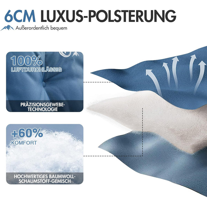 Крісло для кемпінгу складне, XXL, з підлокітниками, 150 кг, блакитне