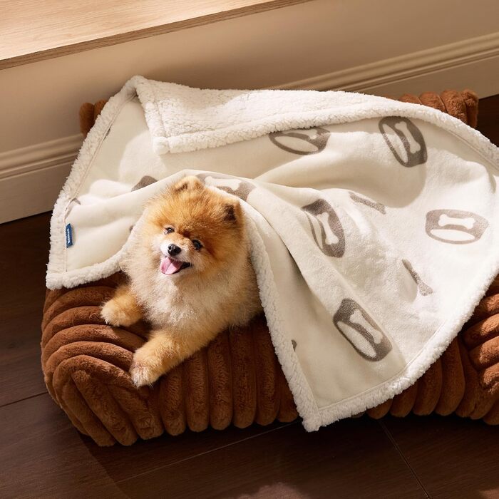 Водонепроникний коврик для собак BEDSURE, 127x102 см, Sherpa Fleece, для великих собак, миючий, кремовий колір