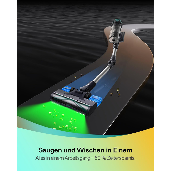 Бездротовий пилосос Vexilar V15Max з функцією миття підлоги, 60KPa/600W/60хв, гнучкий шланг, док-станція, GreenEye, насадка для твердих підлог та шерсті тварин, об'єм 1,5л, для килимів та шерсті тварин, колір: блакитний