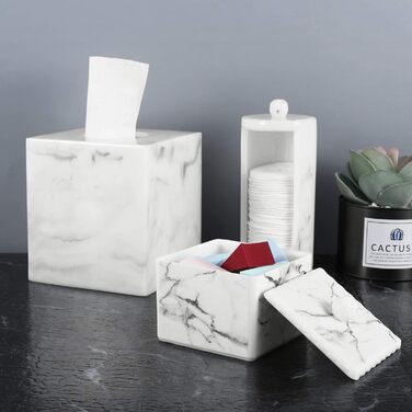 Органайзер для ватних паличок та дисків Luxspire з 2 відсіками, білий | Косметичний бокс з кришкою