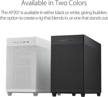 Корпус ASUS Prime AP201 MicroATX чорного кольору (33 літри, підтримка 280/360 мм кулерів, відеокарти до 338 мм, стандартний ATX блок живлення)