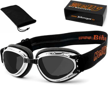 HELLY® Bikereyes №1 – Мотоокуляри для байкерів, вітрозахисні, з м'якою підкладкою, антизапотівання, захисне скло HLT® за стандартом DIN EN 166, комфортні для їзди на мотоциклі