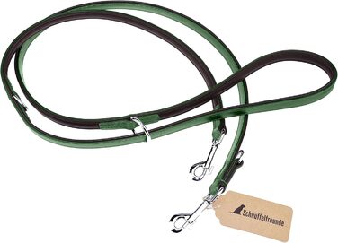 Leather Dog Leash - Training Leash - Leather Leash for Dog - Leash 3-Way Adjustable, for All Dogs (230cm, Green)