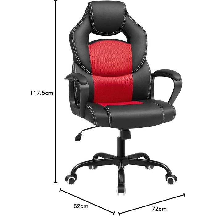 Офісний стілець SONGMICS з регулюванням висоти, поворотний, чорний, міцний та довговічний, OBG21B, 52 x 53 x 122 см