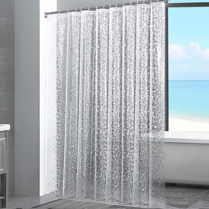 Шторка для душу Ecooe 3D ромби, прозора, 100% EVA матеріал, вологостійка, антигрибкова, 240 x 200 см, з 16 кільцями, для ванної кімнати, товщина 0,15 мм (240 x 200 см)