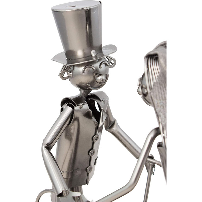 BRUBAKER Wine Bottle Holder Wedding Couple Bride and Groom Decorative Object Metal with Greeting Card for Wedding Gift