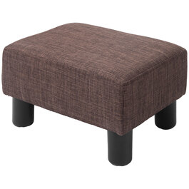 HOMCOM Footstool Ottoman - Holds up to 100 kg, Rectangular Upholstered Footstool for Living Room, Hallway, Brown, 40 x 30 x 24 cm