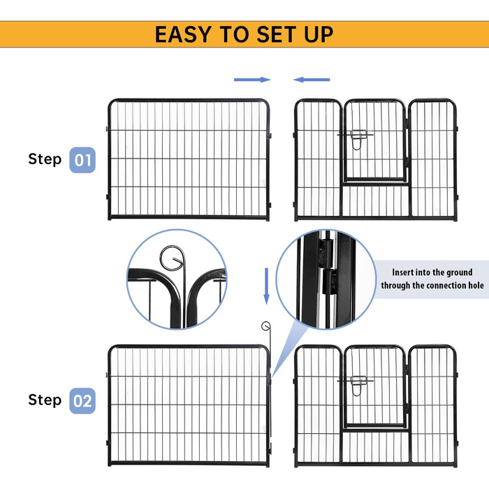 Металеве вольєр для собак BestPet з дверима, 32 панелі, різні розміри (61x81,3x101,6 см)