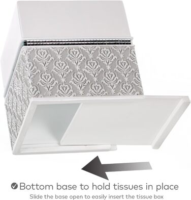 Набір аксесуарів для ванної кімнати Creative Scents Mirror Damask (6 предметів) - Дозатор для мила, мильниця, стакан, тримач для зубної щітки, кришка для серветок, сміттєвий кошик (сірий та білий)