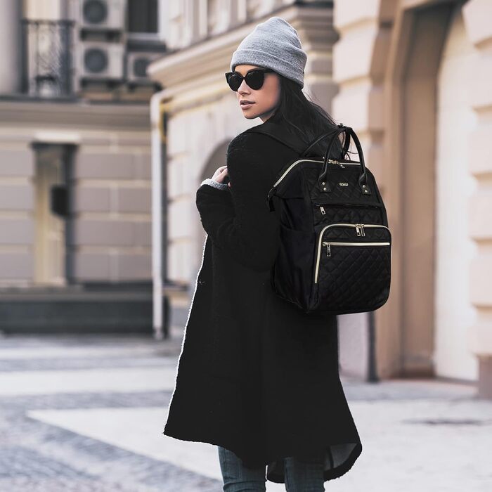 Жіночий рюкзак з відділом для ноутбука 15.6 дюймів, шкільний рюкзак для дівчаток та підлітків, сумка для університету, робочий рюкзак, подарунок для жінок, водонепроникний, чорний S41-x