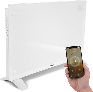 Електричний конвекторний обігрівач VONROC 2000W - для кімнат до 24м² - настінний/підлоговий монтаж, ручне/APP керування, білий