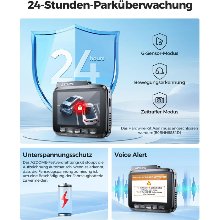 Відеореєстратор AZDOME GS63H Pro 4K з WiFi, GPS, Нічне бачення, 170° та Park Monitoring