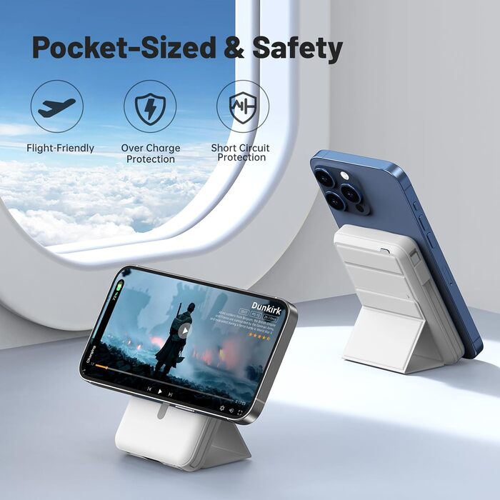 Power Bank Azmuth MagSafe 10000mAh для iPhone з LED дисплеєм, бездротова зарядка, білий