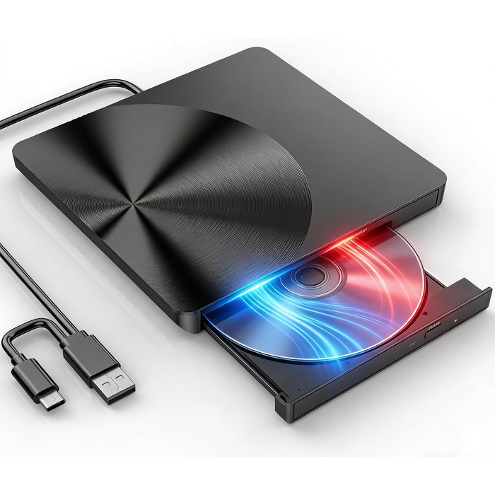 Зовнішній CD/DVD-привід USB 3.0, портативний DVD-RW записувач для ноутбука, ПК, MacBook Pro (Windows, Linux, macOS)