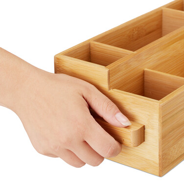 Relaxdays Cutlery Holder Bamboo with Napkin Compartment