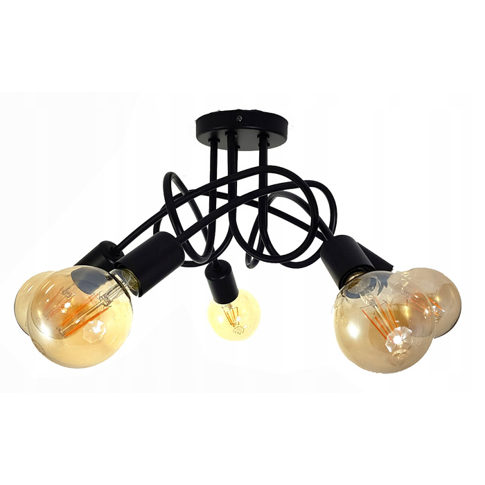 Підвісна LED-лампа ONE, чорна, стиль лофт, 5x E27