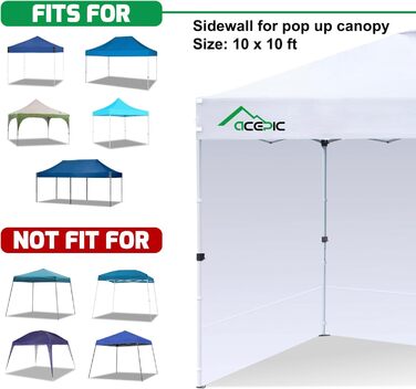 3 Side Walls for 3x3M Gazebo, Gazebo Side Wall for Garden Gazebo and Pop-Up Gazebo with Velcro, 210D Waterproof, Without Awning (White, 1 Side Wall)