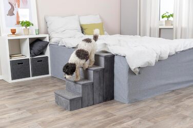 Сходинка для собак TRIXIE з велюром, 4 сходинки, для ліжка та дивану, складна, з додатковим місцем для зберігання, сіра