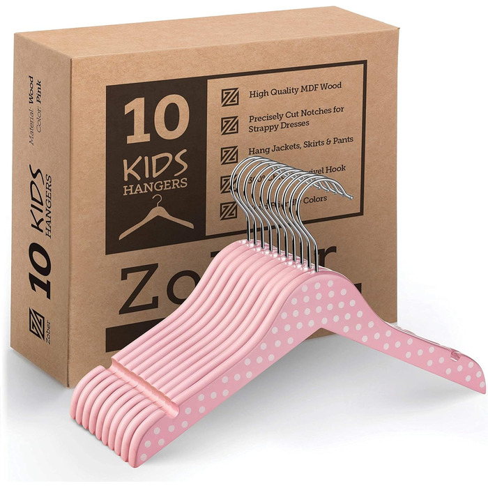 Дерев'яні вішалки для дитячого одягу ZOBER (10 шт.)