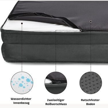 Ортопедичне ліжко для собак середніх та великих порід CORTESPETS® - зручне собаче ліжко з Memory Foam, водонепроникним покриттям та знімним чохлом. Розмір: 90 x 64 x 17 см