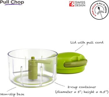 Універсальний подрібнювач Kuhn Rikon Pull Chop Klein, зелений, 2 чашки