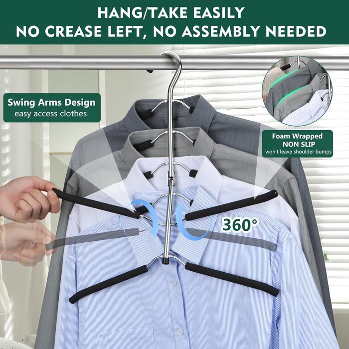 2 шт. Плечики для одягу, економія місця, антиковзаючі, для шафи, органайзер, чорні