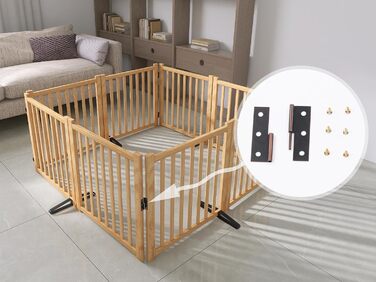 Двері для собак з дерева, розкладні, для кухні, коридору, вітальні, на сходи, кутова установка, підходять для собак малих та середніх порід, дерев'яного кольору, 2P 58см, загородження для собак (858)