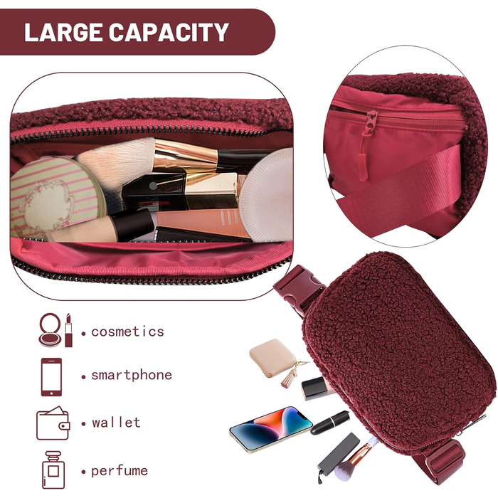 Сумка на пояс для жінок та чоловіків: спортивна, з регульованим ремінцем та блискавкою. Містка сумка для телефону, ідеальна для бігу, подорожей, прогулянок та активного відпочинку (колір: коричневий, тедді).