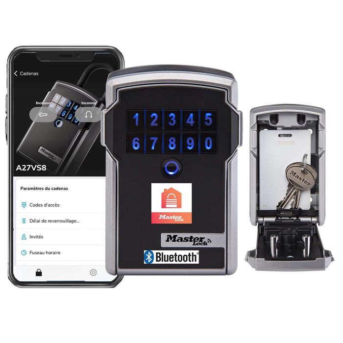 Сейф для ключів Master Lock Smart Connected з Bluetooth та кодовим замком, настінний, шифрування за військовим стандартом, 12.7x8.3x5.9 см