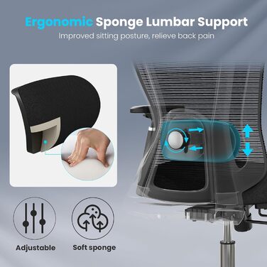 Ергономічне крісло для офісу Farini з регульованою підголовником, крісло для начальника, геймінгове крісло на коліщатках (Pure Black, підголовник)