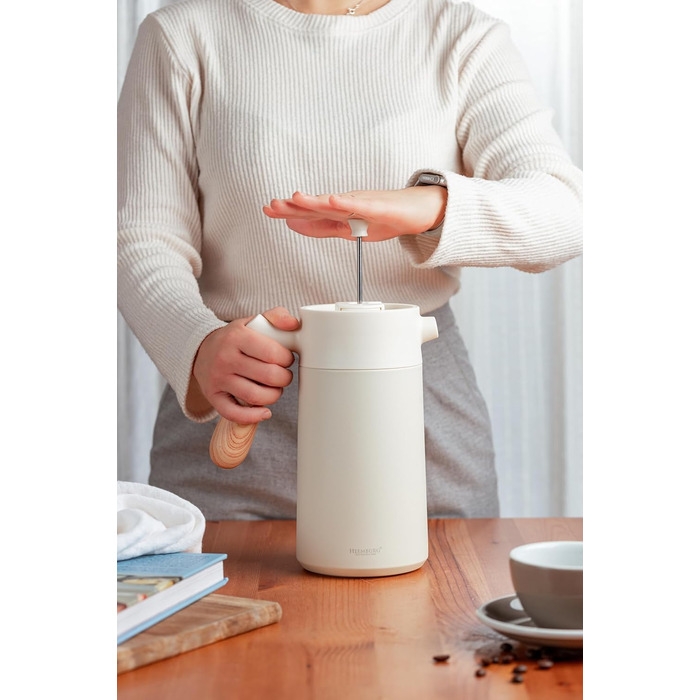 HEEMBURG French Coffee Press 1L - High-quality stainless steel thermal coffee maker | Double-walled insulated coffee press for perfect coffee & tea