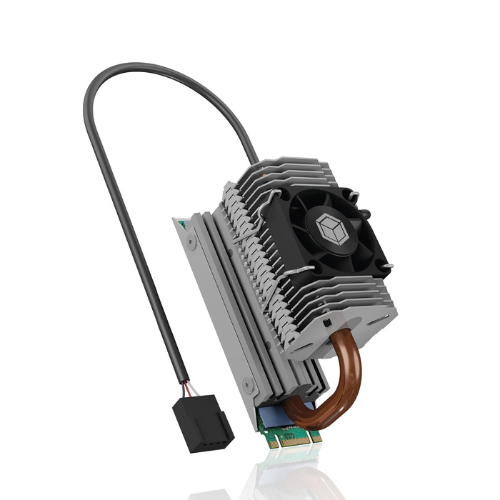 Охолоджувач для M.2 SSD ICY BOX з алюмінієвим радіатором та термопрокладками, без вентилятора, 10 мм, чорний