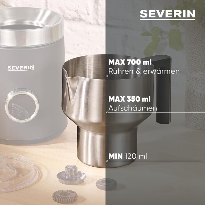 SEVERIN Spuma 700 Plus: Індукційний спінювач молока з OLED-дисплеєм, 13 програм, LED-підсвітка, нержавіюча сталь, чорний