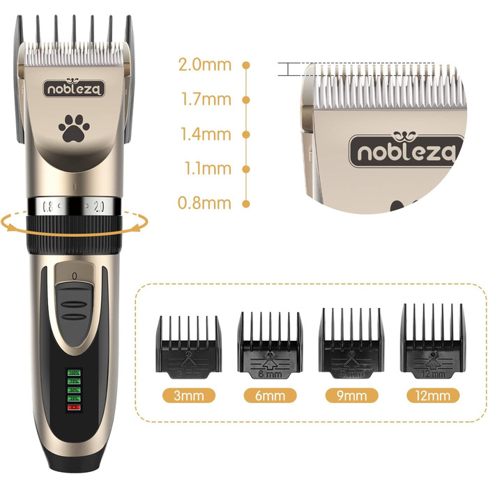 Професійна машинка для стрижки собак Nobleza: набір для грумінгу, тиха бездротова акумуляторна машинка для собак та котів