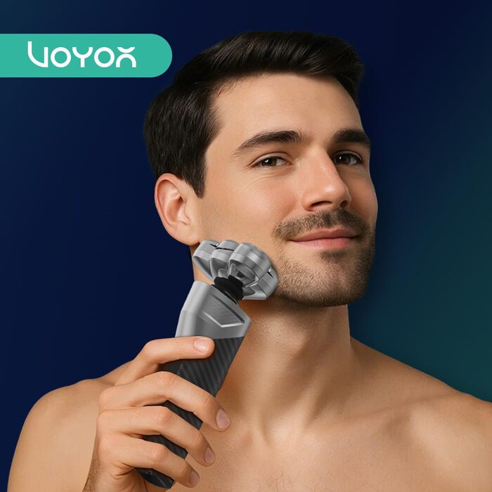 Електричний гоління для чоловіків VOYOR TX500: 5D, мокрий/сухий, бездротовий, LED дисплей, 150 хв роботи (чорний)