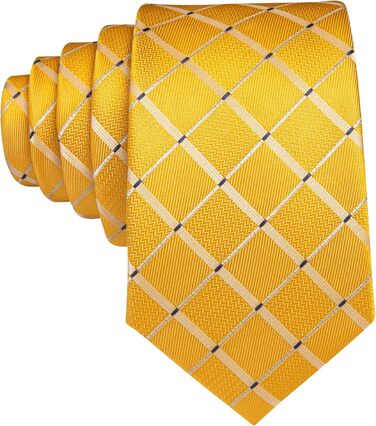 Чоловічий краватковий набір Barry.Wang: краватка в смужку, краваткова затискач, кишеньковий хустинка, запонки, для вечірок, весілля, ділових зустрічей (жовтий)