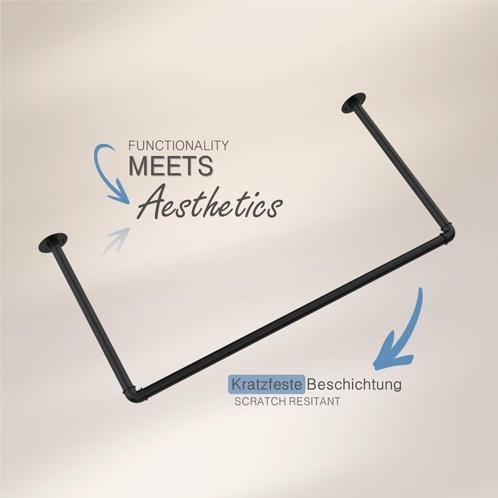Clothes Rail Wardrobe Industrial Design for Ceiling | Width 70 cm x Height 50 cm | Ceiling Mounting | Clothes Rail | Dressing Room | Bedroom | Hallway | Walk-in Closet