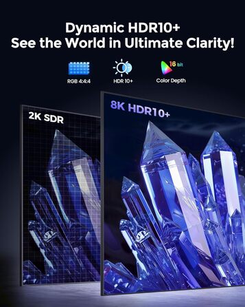HDMI 2.1 кабель Silkland 2м: 8K@60Hz, 4K@144Hz, eARC, HDR10, Dolby Atmos, 48Gbps, для HDTV, PS5, Switch, PC