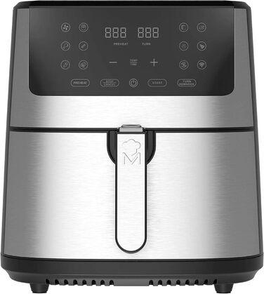 Фритюрниця MasterPRO iRocket 800 MP 6 л, 1800 Вт, без олії, LED-дисплей, чорна, антипригарна чаша, Wi-Fi, срібляста