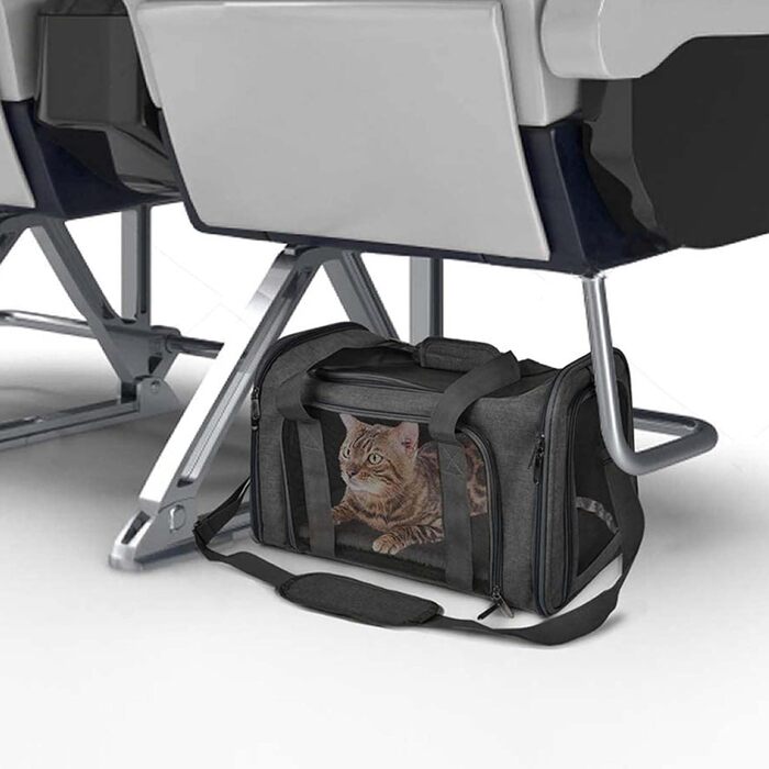 Транспортна сумка для котів та собак, складана переноска з сіткою, чорна