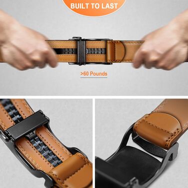 Чоловічий шкіряний ремінь KEMISANT з автоматичною пряжкою, 35 мм, без дірок, регульований, 140-160 см