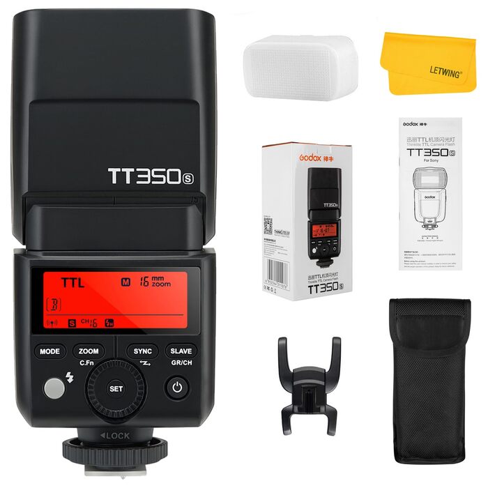 Спалах Godox TT350S TTL для Sony: бездротовий 2.4G, HSS 1/8000s, провідне число GN36, для бездзеркальних камер Sony Speedlite