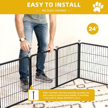 Клітка для собак на вулицю, загін для тварин, вольєр для цуценят, 61x6 панелей, чорний