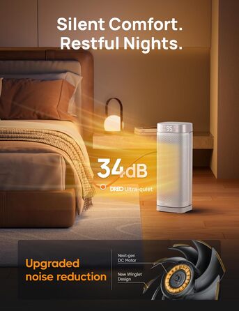 Dreo 16 Inch Electric Heater, Energy Efficient Space Heater with Thermostat, 70° Oscillating, Remote Control, 3 Modes, Tip-over & Overheat Protection, Silent Ceramic Fan Heater for Home, White